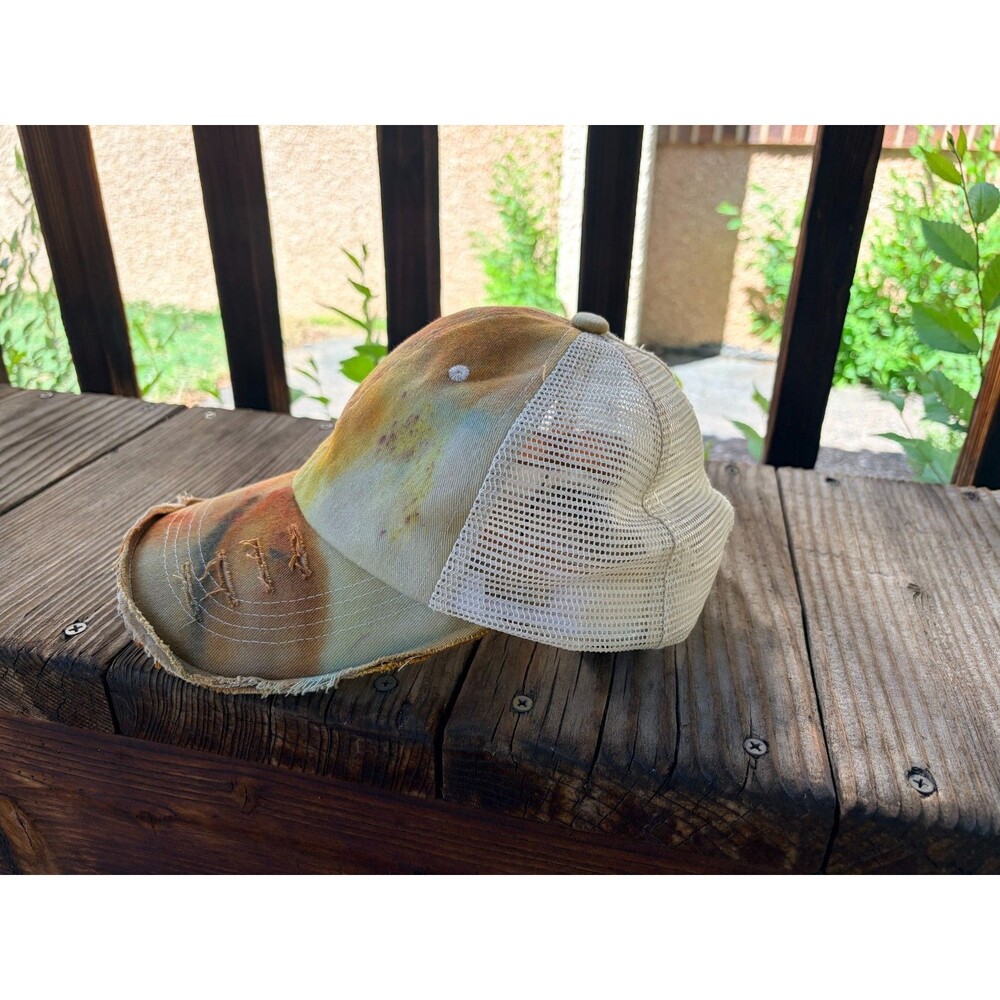 hand dyed mesh back distressed trucker hat unisex ice dyed